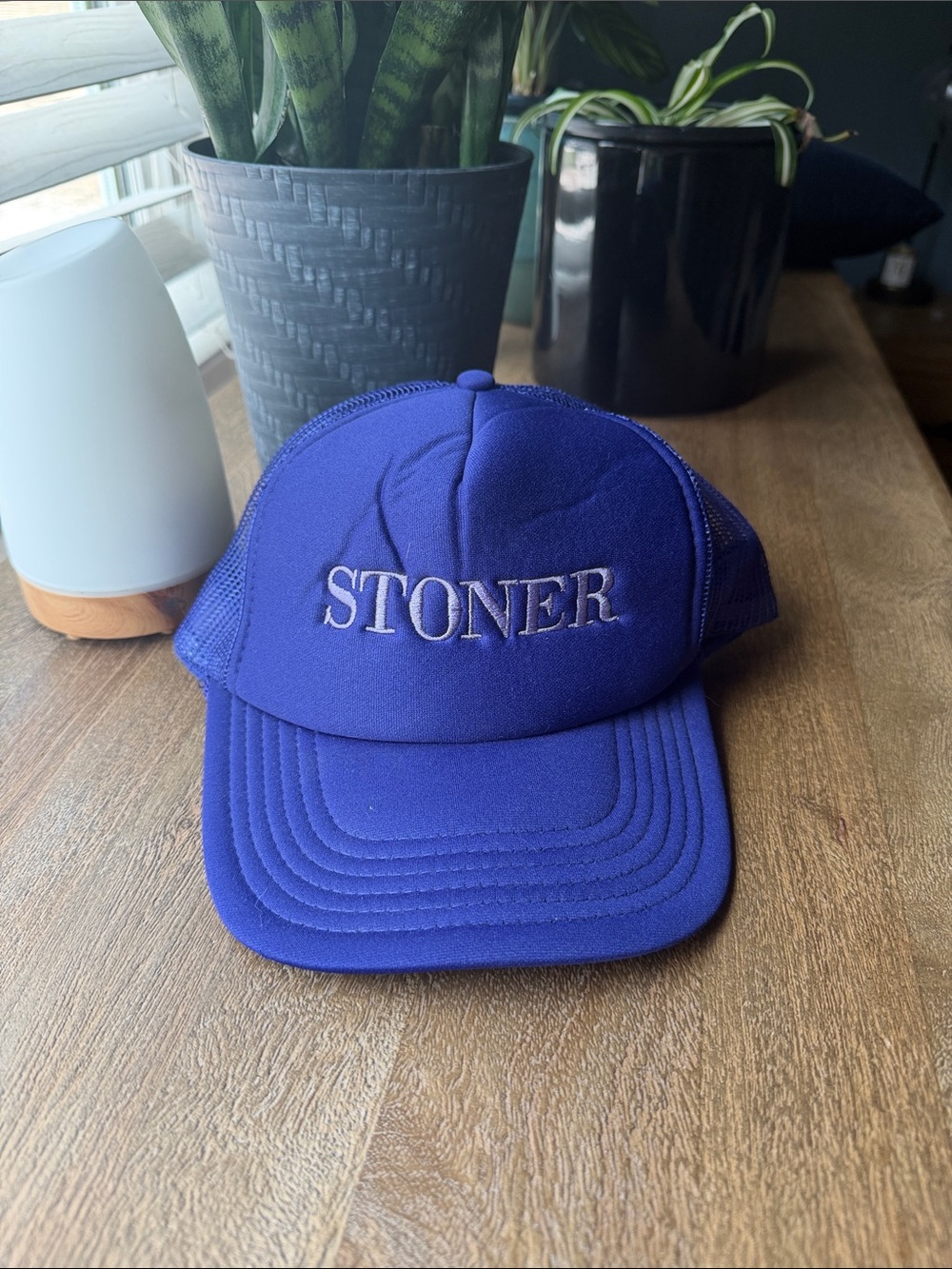 Embroidered Trucker Hat - Blue